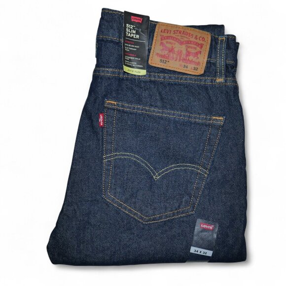 Levis 512 Men's Slim Taper Fit Jeans Dark Wash Denim Size 34x32 NWT - Picture 1 of 12